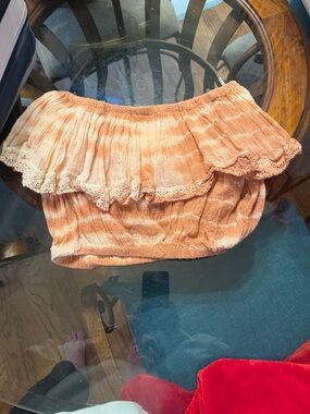 Jens Pirate Booty Tie Dyed pinkish, peachy, white and cream cha-cha top